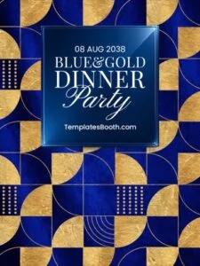 Blue Gold Dinner Party Photo Booth Template – Welcome Screens