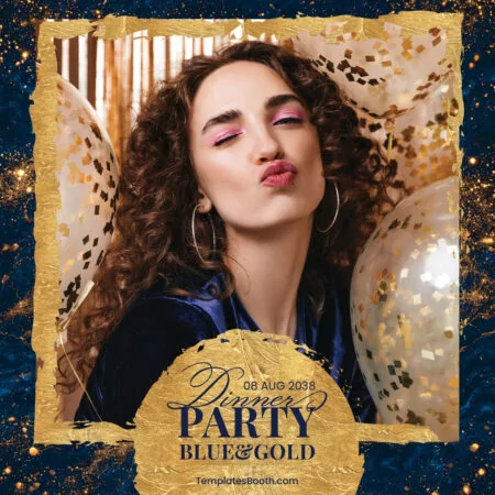 Blue & Gold Party Photo Booth Template