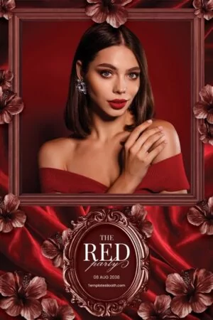 Rote Party-Fotobox-Vorlage – 4x6-Postkarte (Hochformat)