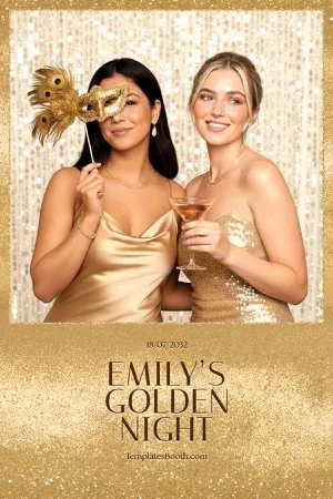 Goldene Motto-Party-Fotobox-Vorlage – 4x6-Postkarte (Hochformat)