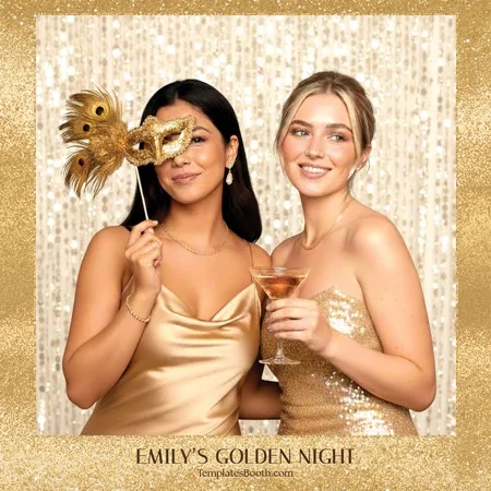 Golden Theme Party Photo Booth Template
