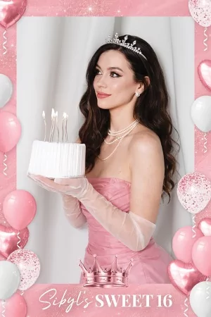Sweet-16-Party-Fotobox-Vorlage – 4x6-Postkarte (Hochformat)