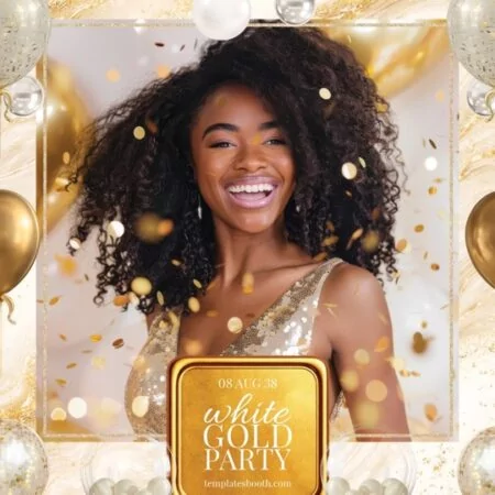 White Gold Party Photo Booth Template