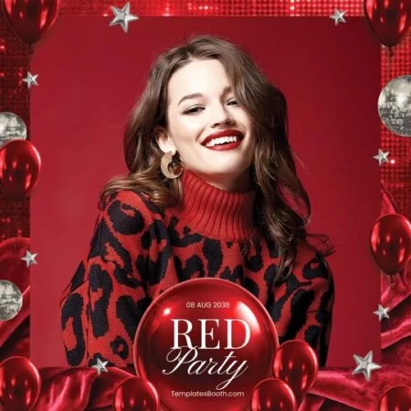 Red Party Photo Booth Template