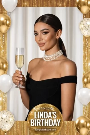 Kostenlose Gold-Party-Fotobox-Vorlage – 4x6-Postkarte (Hochformat)