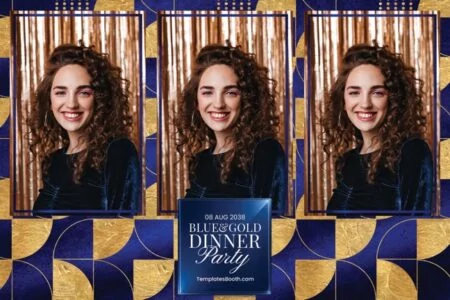 Blue Gold Dinner Party Photo Booth Template