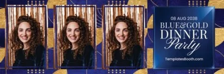 Blue Gold Dinner Party Photo Booth Template
