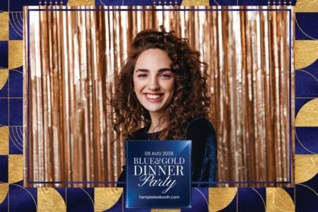 Blue Gold Dinner Party Photo Booth Template