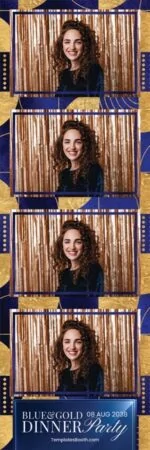 Modèle de dîner bleu et or pour photobooth – Bande photo 2x6