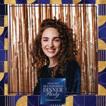 Blue Gold Dinner Party Photo Booth Template