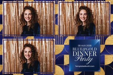 Blue Gold Dinner Party Photo Booth Template