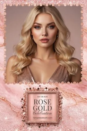 Roségold-Party-Fotobox-Vorlage – 4x6-Postkarte (Hochformat)