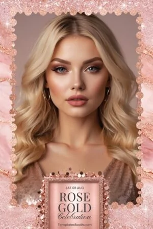 Roségold-Party-Fotobox-Vorlage – 4x6-Postkarte (Hochformat)