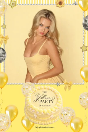 Gelbe Party-Fotobox-Vorlage – 4x6-Postkarte (Hochformat)