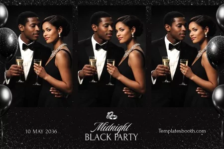 Midnight Black Party Photo Booth Template