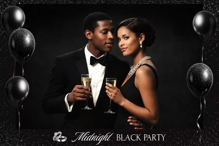 Midnight Black Party Photo Booth Template