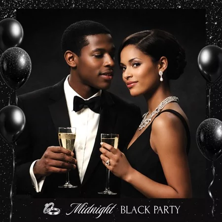 Midnight Black Party Photo Booth Template