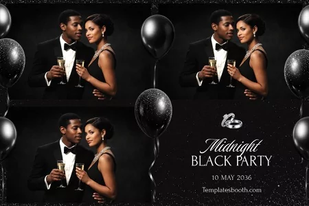 Midnight Black Party Photo Booth Template