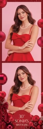 Rote Party-Fotobox-Vorlage – 2x6-Streifen
