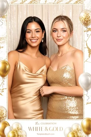 Weiß-Gold-Party-Fotobox-Vorlage – 4x6-Postkarte (Hochformat)