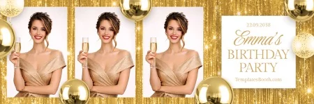 Gold Birthday Party Photo Booth Template