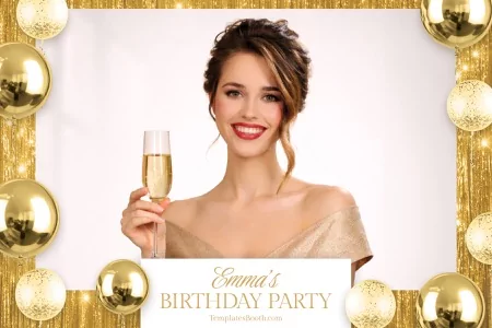 Gold Birthday Party Photo Booth Template
