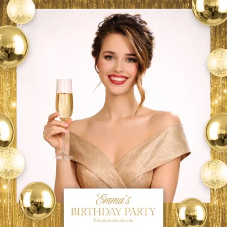 Gold Birthday Party Photo Booth Template