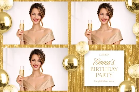 Gold Birthday Party Photo Booth Template