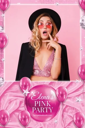 Pinke Party-Fotobox-Vorlage – 4x6-Postkarte (Hochformat)