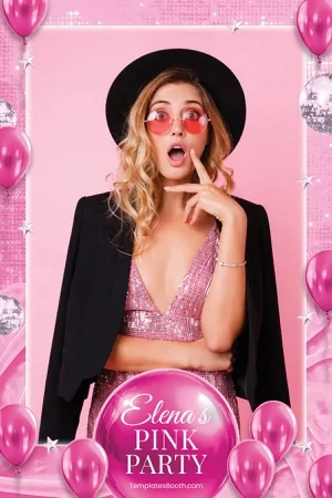 Pinke Party-Fotobox-Vorlage – 4x6-Postkarte (Hochformat)