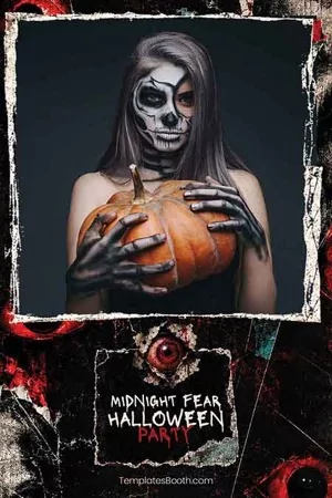 Midnight Fear Halloween-Party-Fotobox-Vorlage – 4x6-Postkarte (Hochformat)