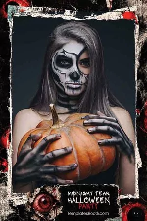 Midnight Fear Halloween-Party-Fotobox-Vorlage – 4x6-Postkarte (Hochformat)