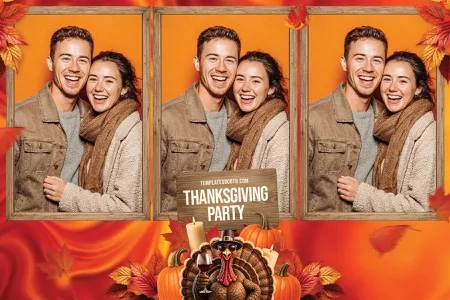 Modèle de fête de Thanksgiving pour photobooth – Carte postale 4x6 (paysage)
