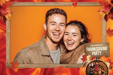 Modèle de fête de Thanksgiving pour photobooth – Carte postale 4x6 (paysage)