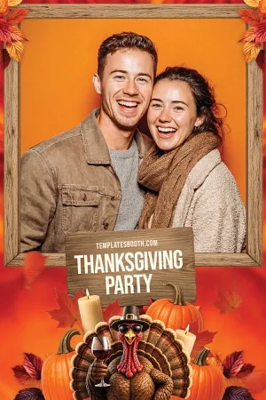 Thanksgiving-Party-Fotobox-Vorlage – 4x6-Postkarte (Hochformat)