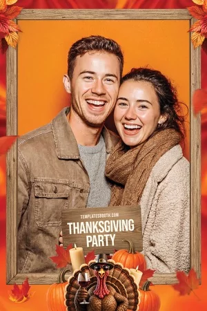Thanksgiving-Party-Fotobox-Vorlage – 4x6-Postkarte (Hochformat)