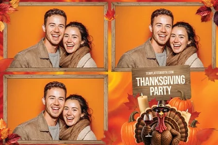 Modèle de fête de Thanksgiving pour photobooth – Carte postale 4x6 (paysage)