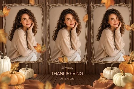 Modèles Thanksgiving rustiques pour photobooth – Carte postale 4x6 (paysage)