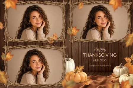Modèles Thanksgiving rustiques pour photobooth – Carte postale 4x6 (paysage)