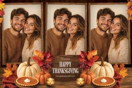 Modèle de fête de Thanksgiving pour photobooth – Carte postale 4x6 (paysage)