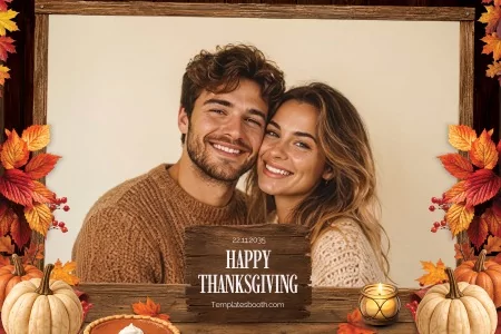 Modèle de fête de Thanksgiving pour photobooth – Carte postale 4x6 (paysage)