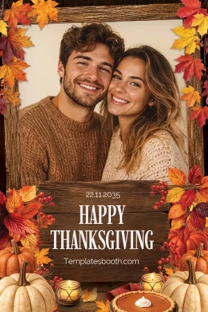 Thanksgiving-Party-Fotobox-Vorlage – 4x6-Postkarte (Hochformat)