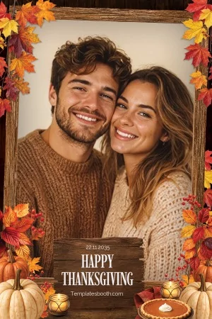 Thanksgiving-Party-Fotobox-Vorlage – 4x6-Postkarte (Hochformat)