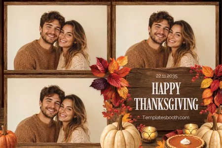Modèle de fête de Thanksgiving pour photobooth – Carte postale 4x6 (paysage)