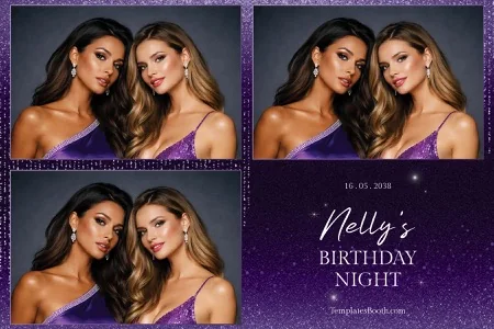 Modèle gratuit de fête violette pour photobooth – Carte postale 4x6 (paysage)