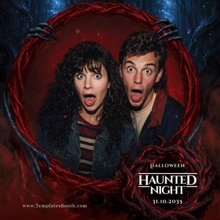 Halloween Haunted Night Photo Booth Template