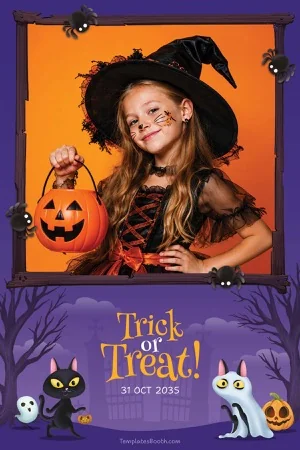 Halloween-Party-Fotobox-Vorlage – 4x6-Postkarte (Hochformat)