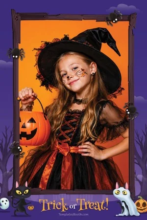 Halloween-Party-Fotobox-Vorlage – 4x6-Postkarte (Hochformat)