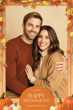 Thanksgiving-Fotobox-Vorlage – 4x6-Postkarte (Hochformat)