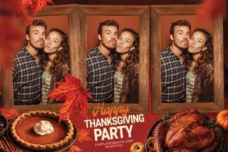 Modèle de fête de Thanksgiving pour photobooth – Carte postale 4x6 (paysage)